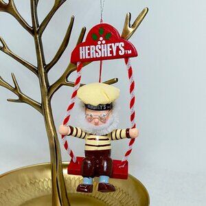 1994 Kurt Adler Hershey's Chocolate Elf on Swing Wooden Christmas Ornament